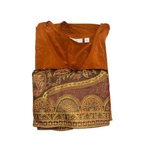 Susan Graver Womens 3X Liquid Knit V-Neck Tunic w/ 3/4 Sleeves and Jacquard Wrap